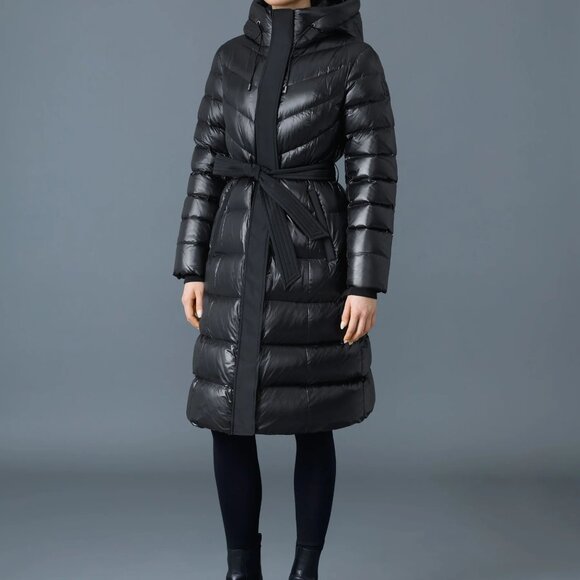 NWT Mackage CORALIA down coat with hood and sash belt Brand New with Tag $1090 - Picture 1 of 5